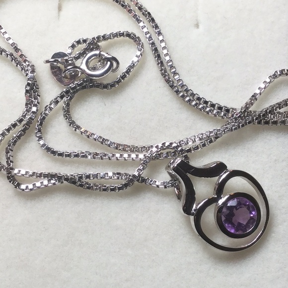 1 carat Gen Amethyst in .925 SS Heart w/18”box Chn - Picture 6 of 6